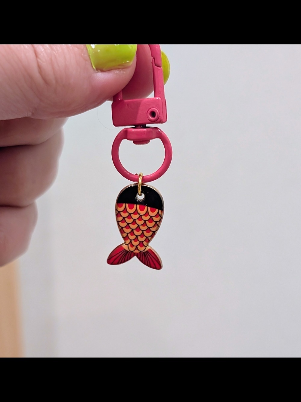 Black And Red Fish Charm Keychain